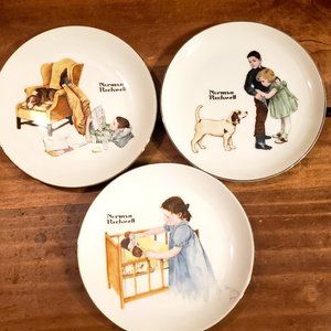 Vintage Set of 3 Norman Rockwell 1975 Collector plates